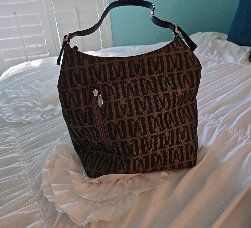 Stylish Black and Brown Monogrammed Women's Bag